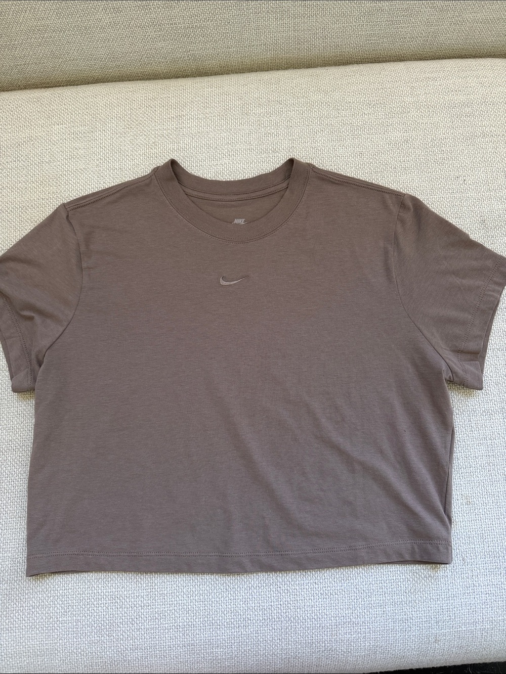 Nike Short-Sleeve Crewneck T-Shirt in Taupe Brown